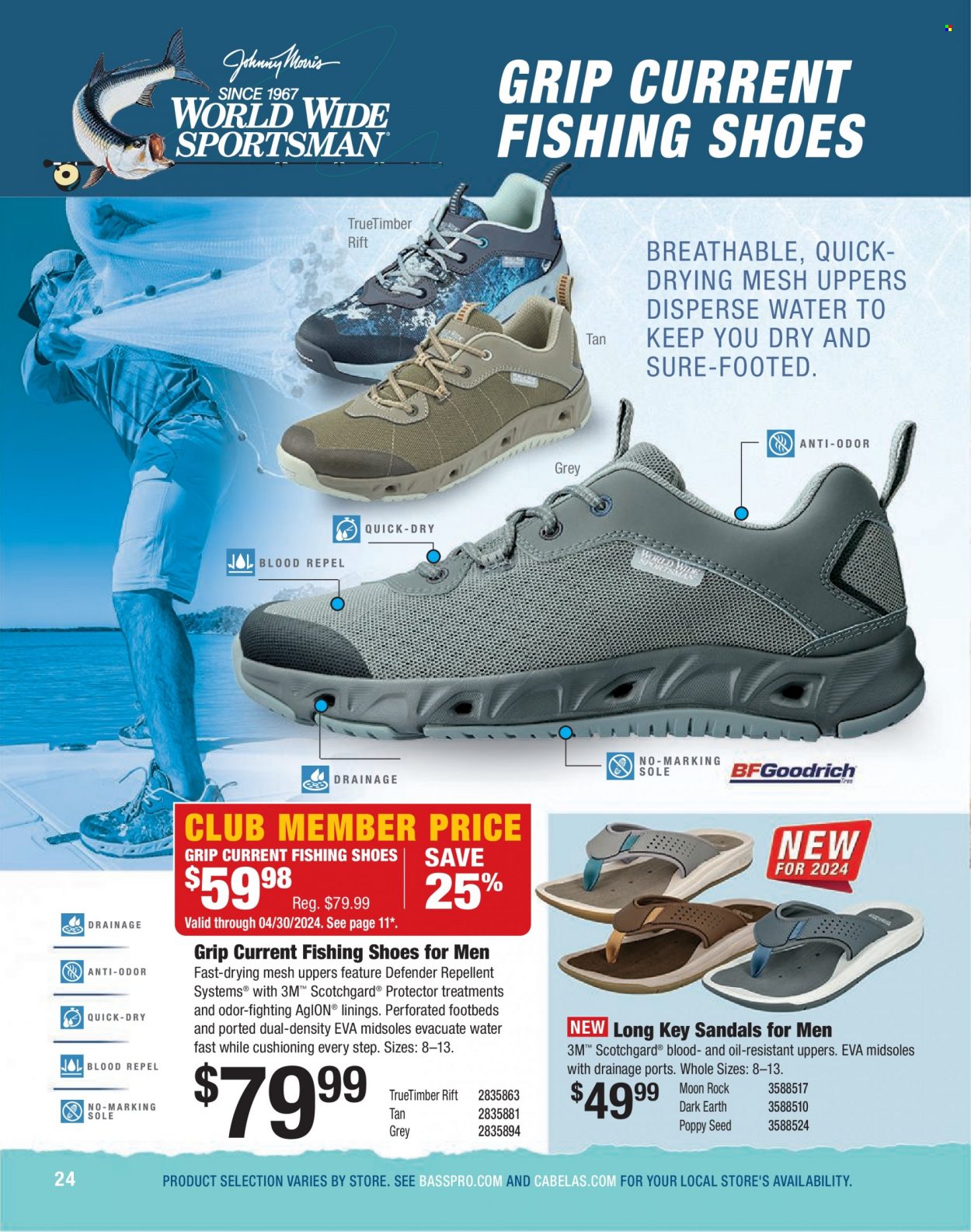 thumbnail - Bass Pro Shops Flyer - Sales products - sandals, shoes, plant seeds. Page 24.