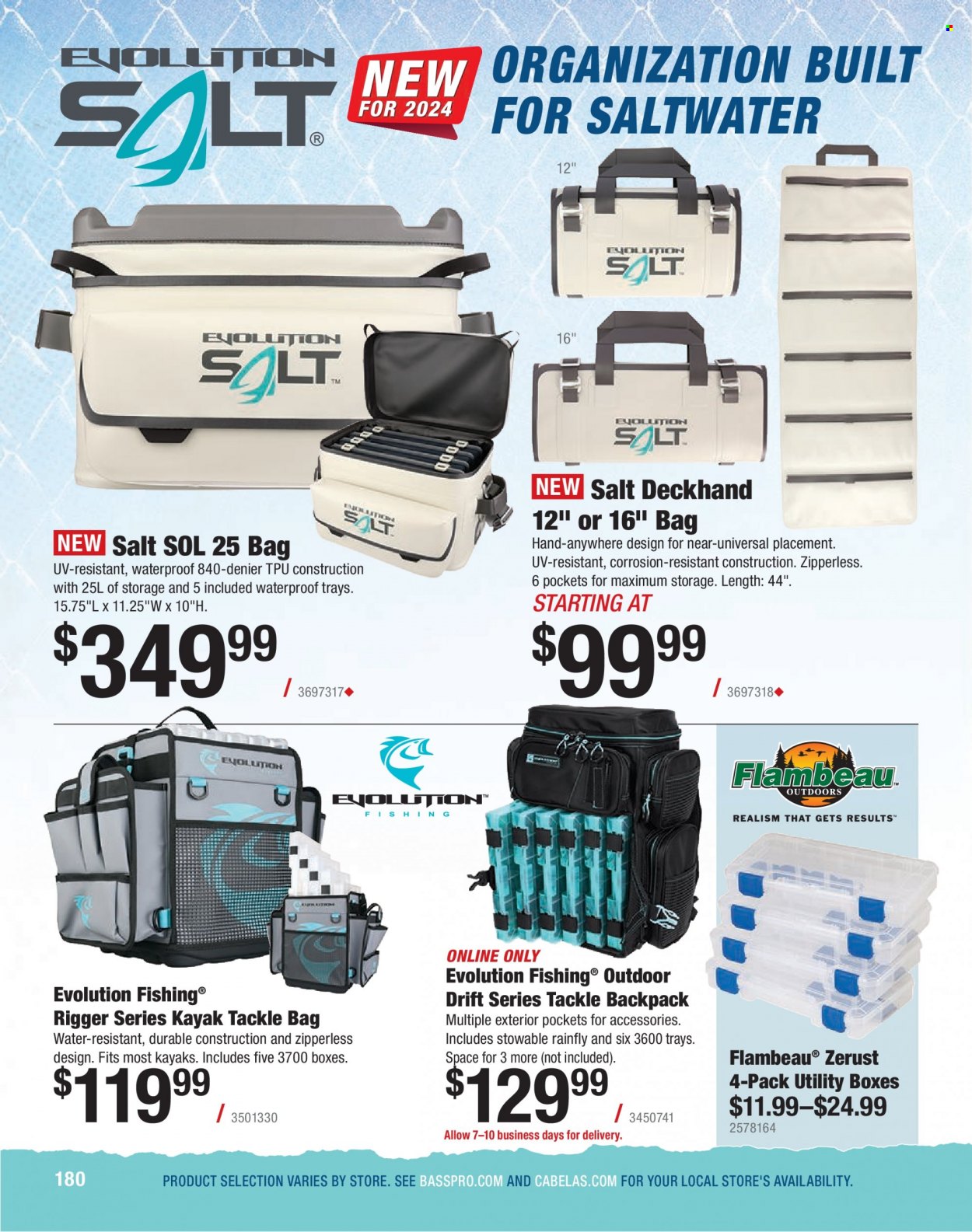 thumbnail - Bass Pro Shops Flyer - Sales products - kayak, tackle bag, tackle backpack. Page 180.