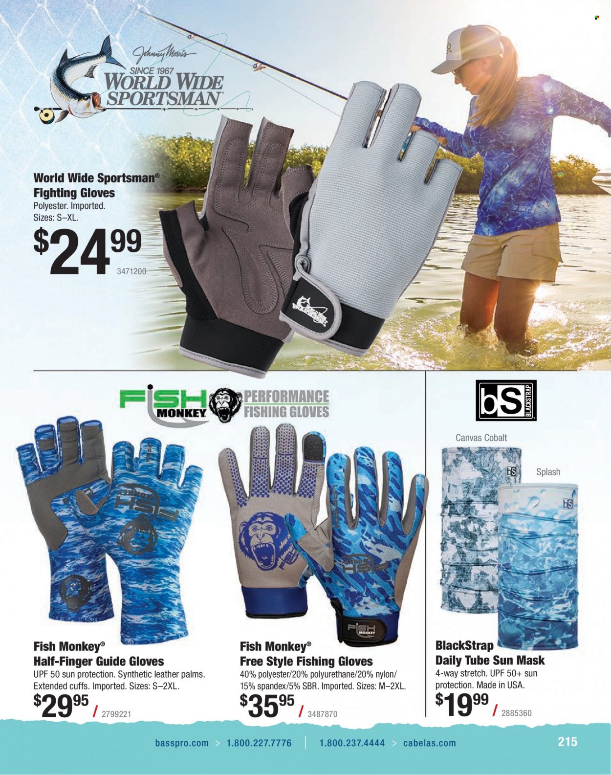 thumbnail - Bass Pro Shops Flyer - Sales products - gloves, palm. Page 215.