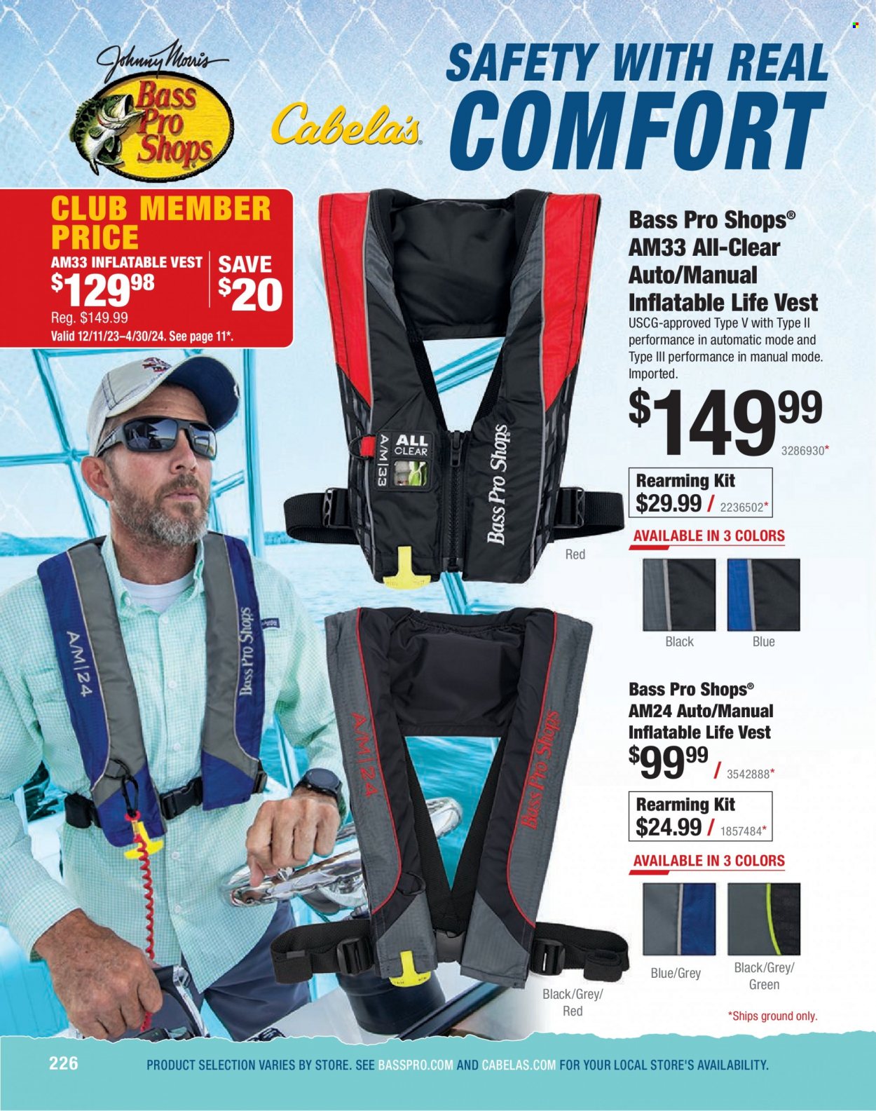 thumbnail - Bass Pro Shops Flyer - Sales products - vest, life jacket, Bass Pro. Page 226.