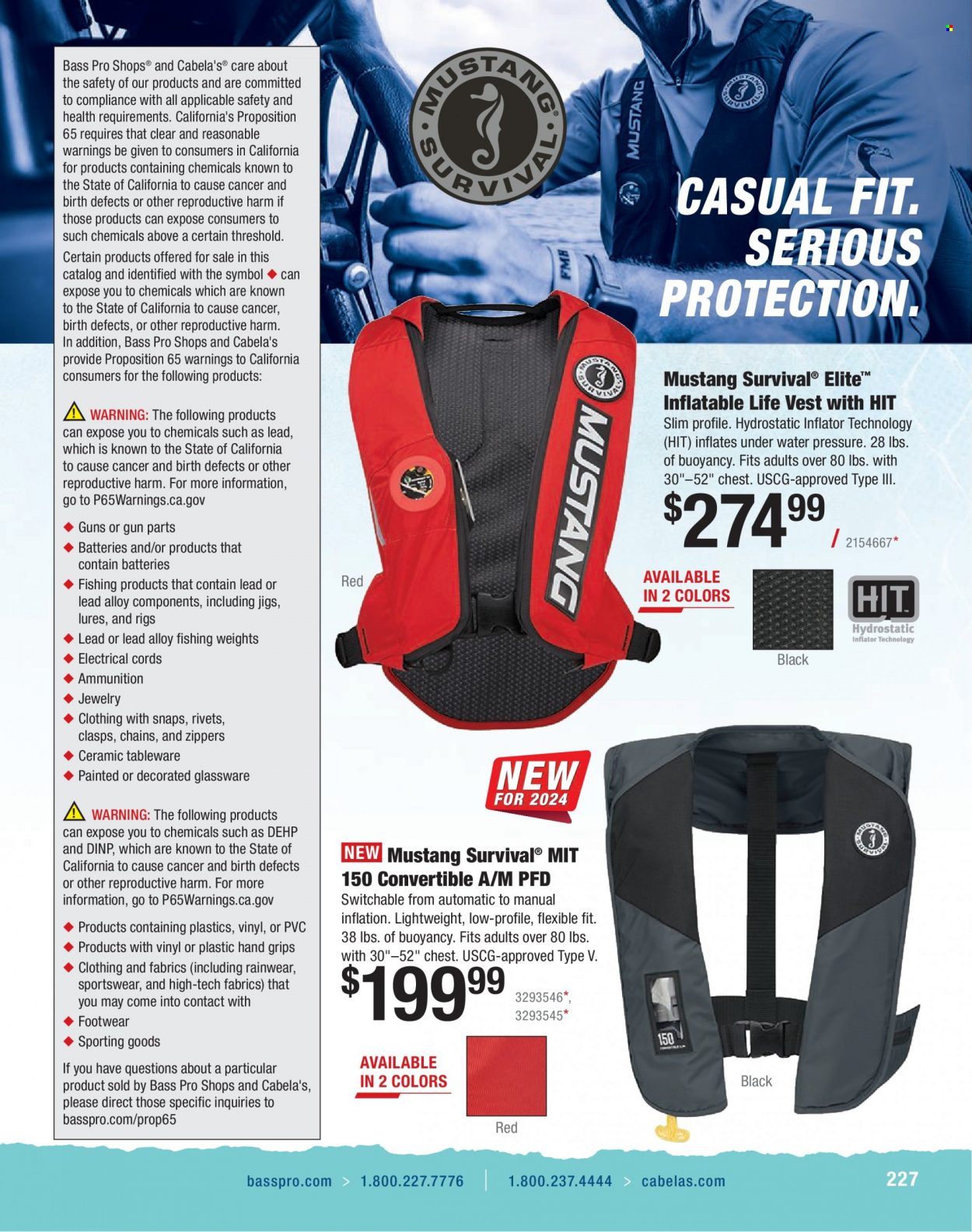 thumbnail - Bass Pro Shops Flyer - Sales products - vest, inflator, life jacket, Bass Pro. Page 227.
