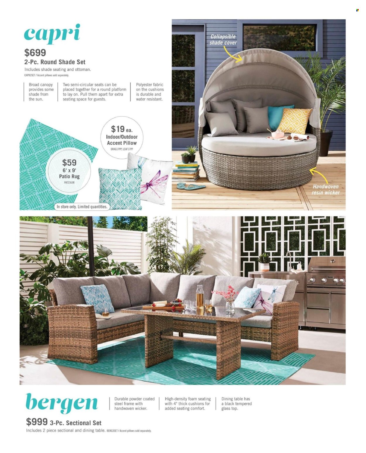 thumbnail - The Brick Flyer - March 01, 2024 - July 31, 2024 - Sales products - cushion, pillow, dining table, table, 2-piece sectional, ottoman, rug. Page 8.