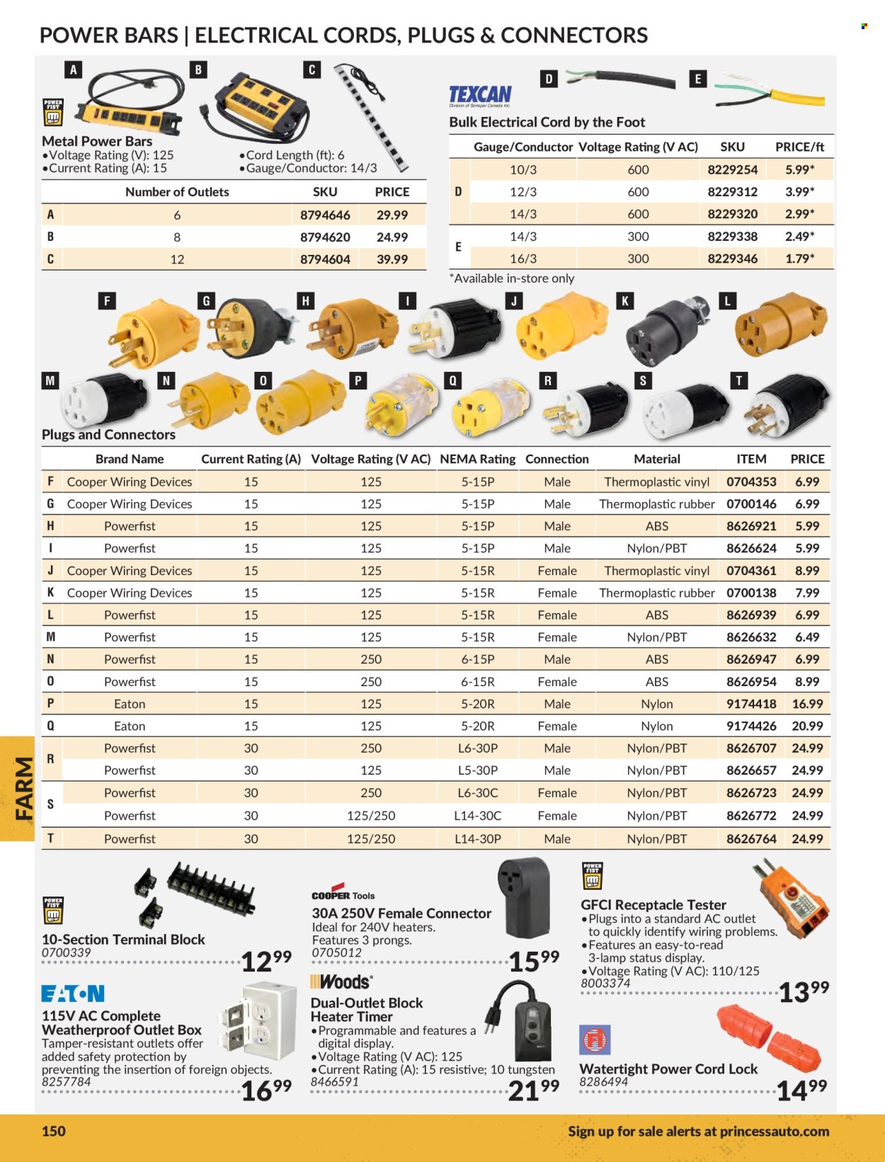 thumbnail - Princess Auto Flyer - Sales products - lamp, plug, heater, vinyl, extension cord, gauge, Cooper. Page 152.