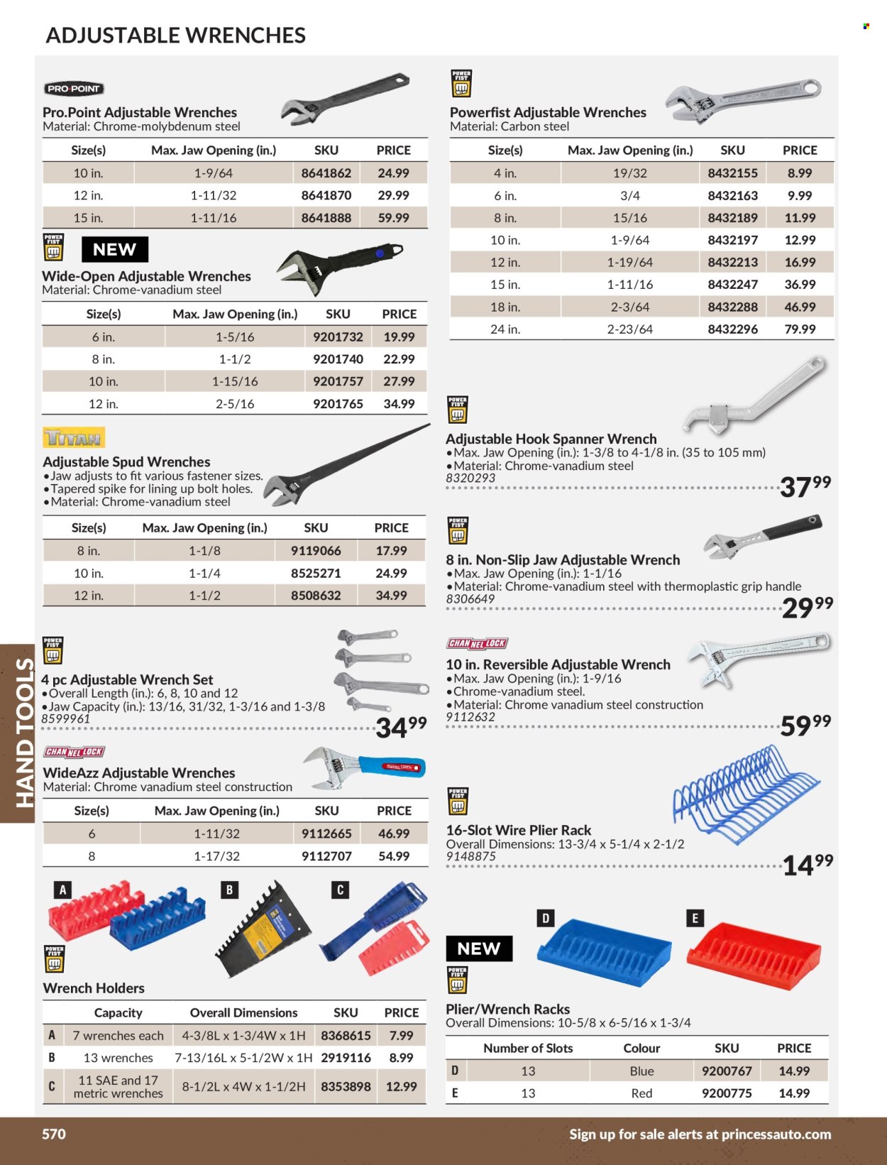 thumbnail - Princess Auto Flyer - Sales products - bolt, wrench, pliers, spanner, wrench set, hand tools. Page 576.