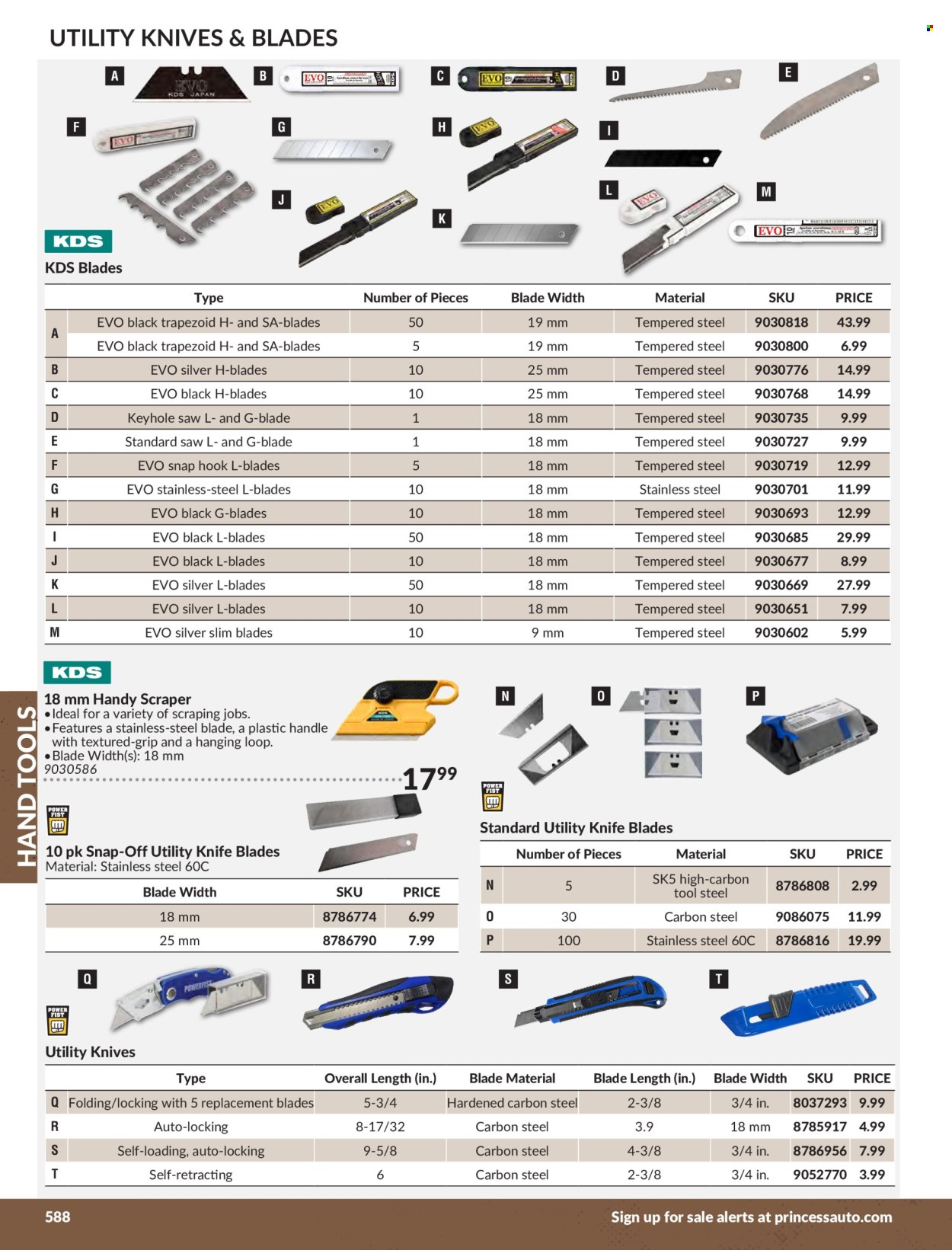 thumbnail - Princess Auto Flyer - Sales products - saw, hand tools, utility knife. Page 594.