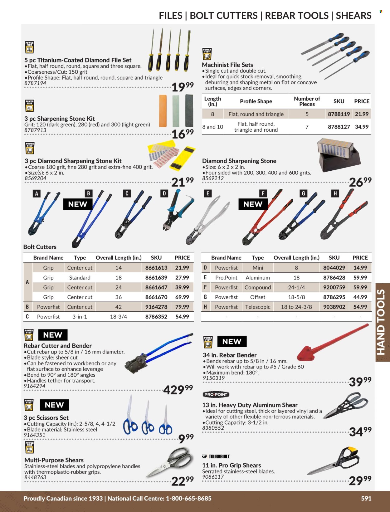 thumbnail - Princess Auto Flyer - Sales products - concave, bolt, sharpening stone, scissors, cutter, hand tools, knife, work bench, file set. Page 597.
