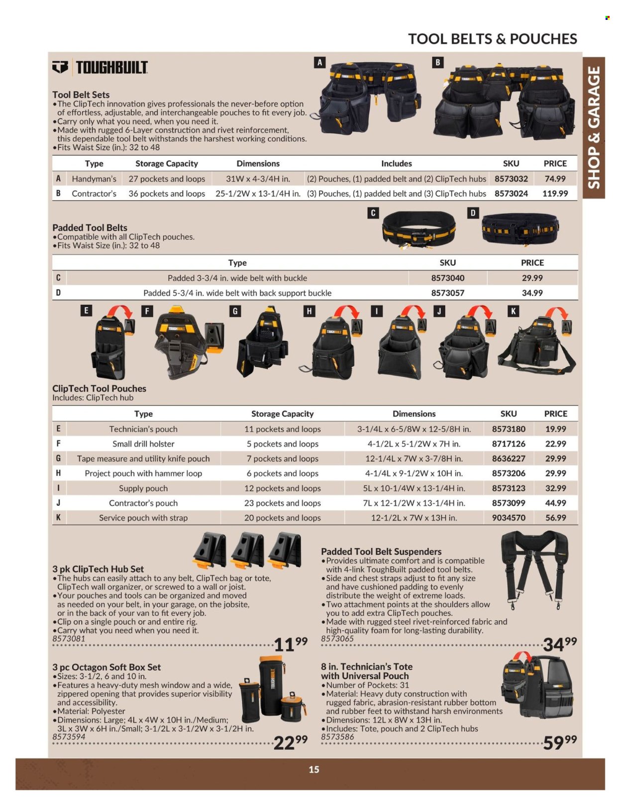 thumbnail - Princess Auto Flyer - April 23, 2024 - April 22, 2025 - Sales products - drill, measuring tape, strap, utility knife, tool belt. Page 15.
