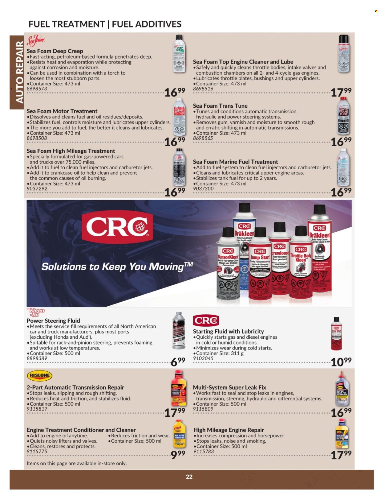 thumbnail - Princess Auto Flyer - April 23, 2024 - April 22, 2025 - Sales products - tank, container, brake cleaner, engine cleaner, cleaner, motor oil, fuel supplement, starting fluid, steering fluid. Page 22.