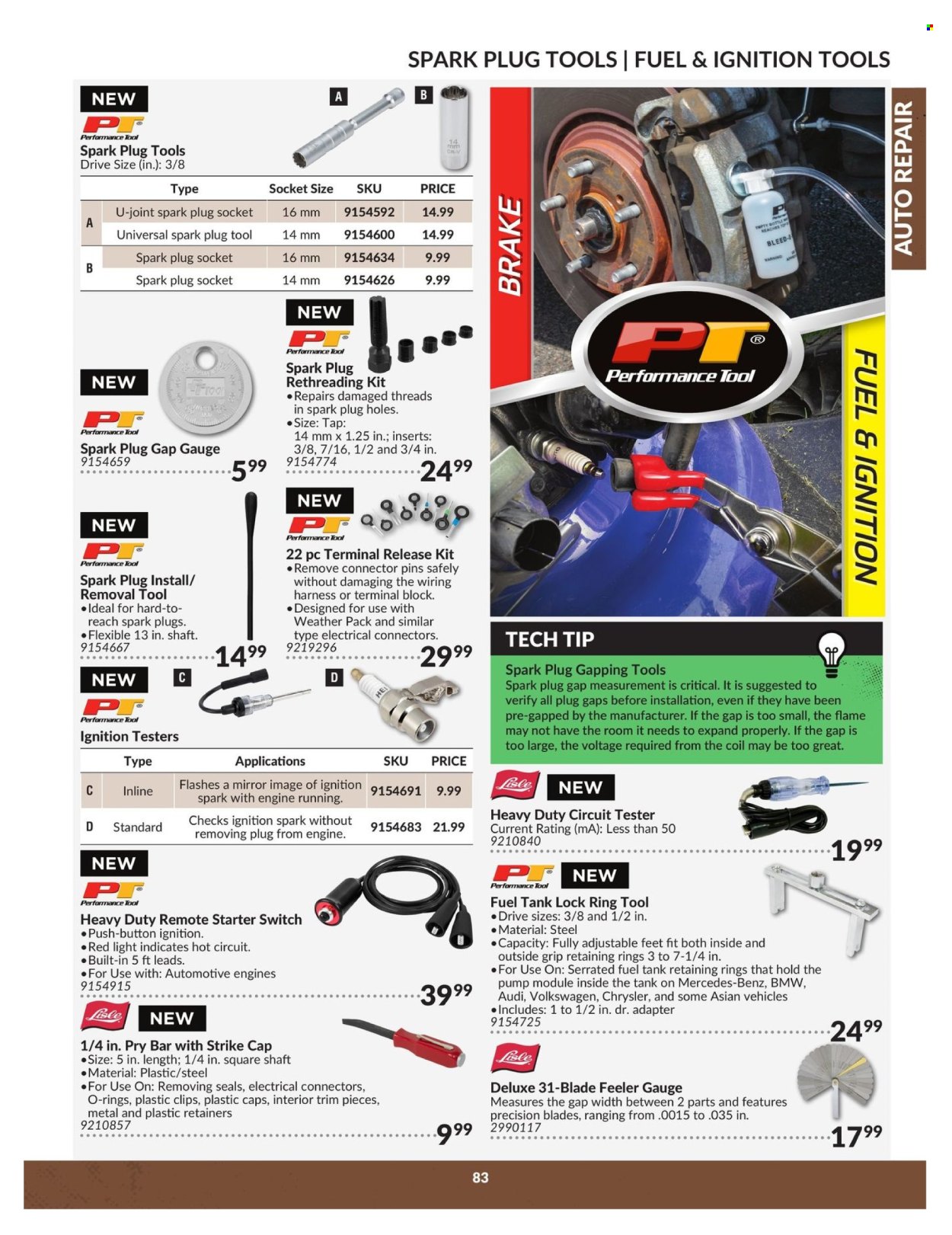 thumbnail - Princess Auto Flyer - April 23, 2024 - April 22, 2025 - Sales products - plug, tank, pry bar, o-rings, gauge, pump, spark plugs, starter, wiring harness. Page 83.