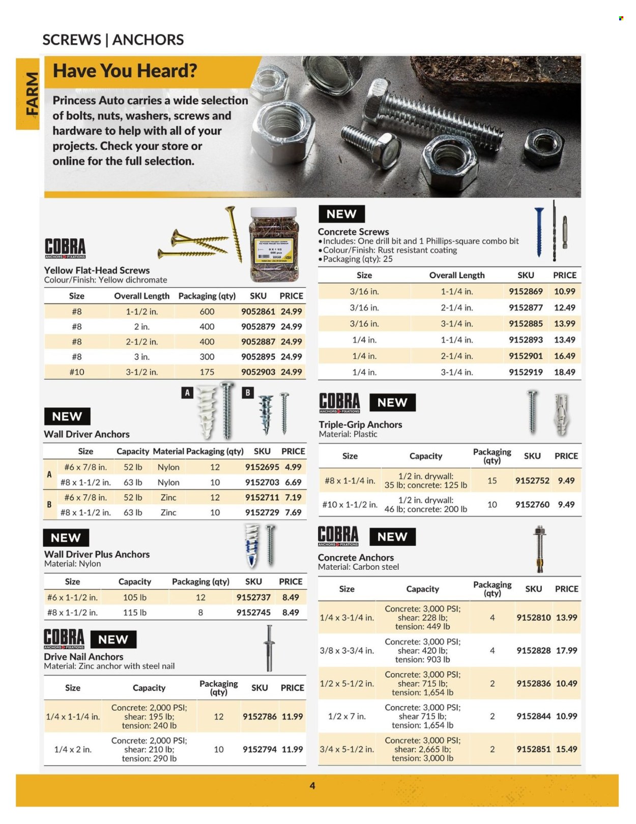 thumbnail - Princess Auto Flyer - April 23, 2024 - April 22, 2025 - Sales products - bolt, screw. Page 4.
