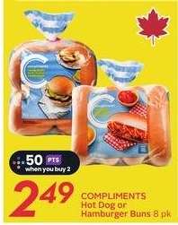 COMPLIMENTS Hot Dog or Hamburger Buns 8 pk