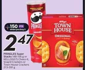 PRINGLES Super Stacks or KELLOGG'S Cheez-It, Snap'd Crackers or Town House Crackers