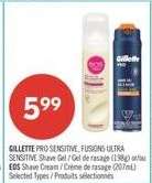 GILLETTE PRO SENSITIVE, FUSION5 ULTRA SENSITIVE Shave Gel