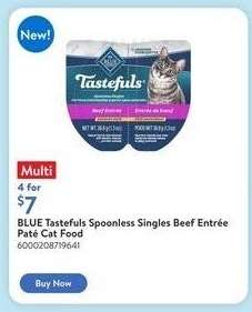 BLUE Tastefuls Spoonless Singles Beef Entrée Paté Cat Food