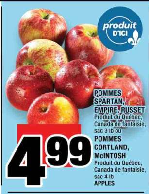POMMES SPARTAN, EMPIRE, RUSSET