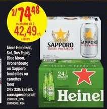 bière Heineken, Sol, Dos Equis, Blue Moon, Kronenbourg ou Sapporo