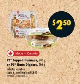 PC Topped Hummus or PC Naan Dippers