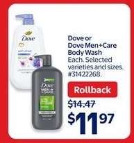 Dove or Dove Men+Care Body Wash