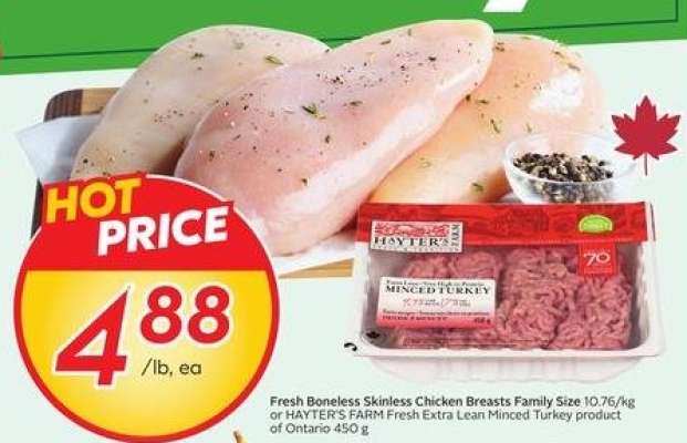 Fresh Boneless Skinless Chicken Breasts Family Size or HAYTER'S FARM Fresh Extra Lean Minced Turkey