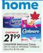 CASHMERE Bathroom Tissue or SPONGE TOWELS