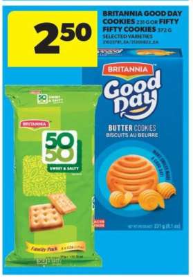 Britannia Good Day Cookies or Fifty Fifty Cookies