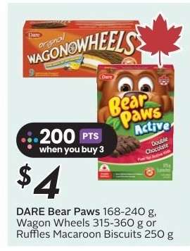 DARE Bear Paws, Wagon Wheels, or Ruffles Macaroon Biscuits