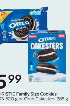 CHRISTIE Family Size Cookies or Oreo Cakesters
