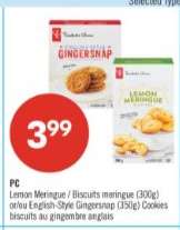 PC Lemon Meringue / Biscuits meringue (300g) or/or English-Style Gingersnap (350g) Cookies biscuits au gingembre anglais