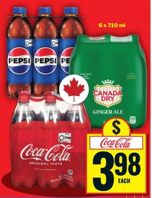 Coca-Cola, Pepsi, Canada Dry Ginger Ale