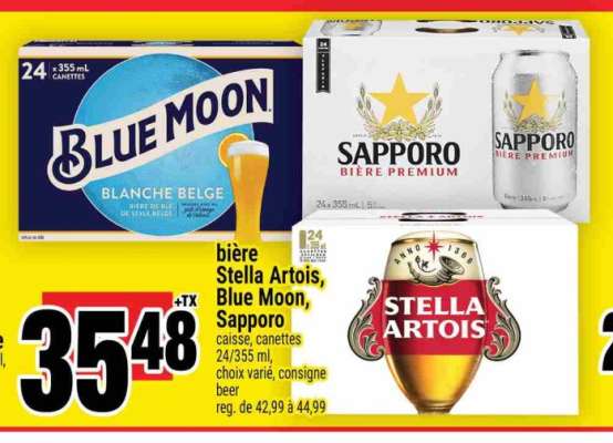 bière Stella Artois, Blue Moon, Sapporo