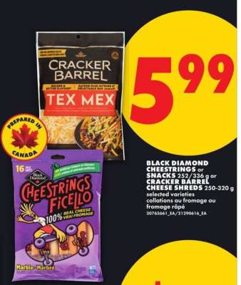 Black Diamond Cheestrings or Snacks / Cracker Barrel Cheese Shreds