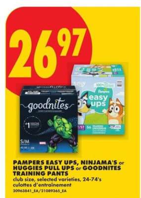 Pampers Easy Ups, Ninjama's or Huggies Pull Ups or Goodnites Training Pants