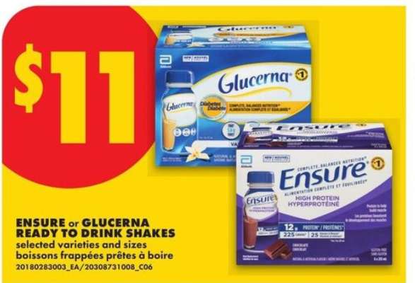 Ensure or Glucerna Ready to Drink Shakes
