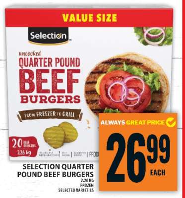 SELECTION QUARTER POUND BEEF BURGERS