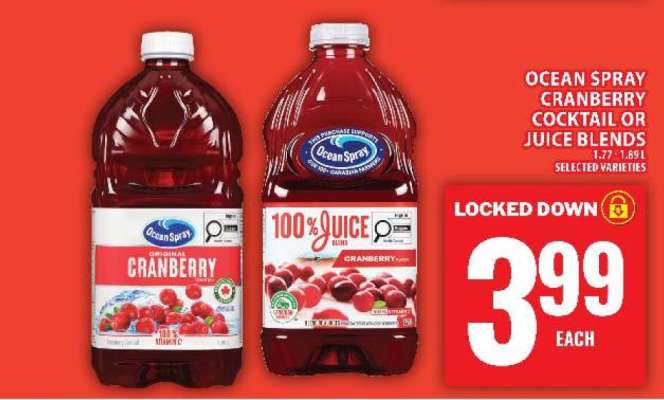 OCEAN SPRAY CRANBERRY COCKTAIL OR JUICE BLENDS