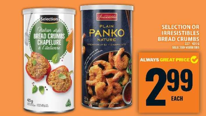 Selection or Irresistibles Bread Crumbs
