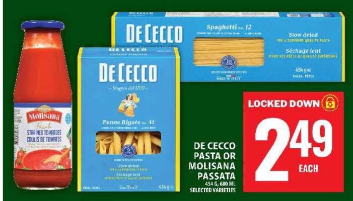 De Cecco Pasta or Molisana Passata