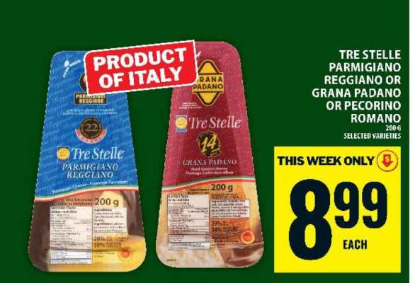 Tre Stelle Parmigiano Reggiano or Grana Padano or Pecorino Romano