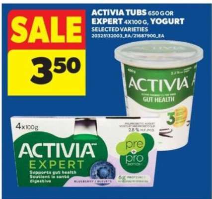 ACTIVIA TUBS or EXPERT YOGURT