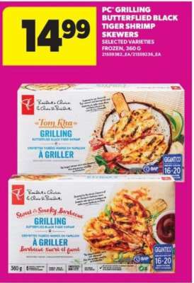 PC Grilling Butterflied Black Tiger Shrimp Skewers
