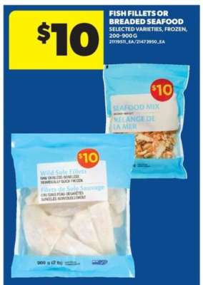 Fish Fillets or Breaded Seafood