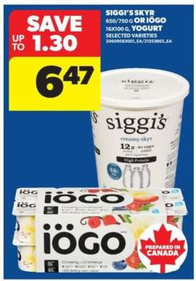 Siggi's Skyr or Iögo Yogurt