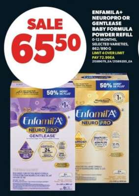 Enfamil A+ NeuroPro or Gentlease Baby Formula Powder Refill