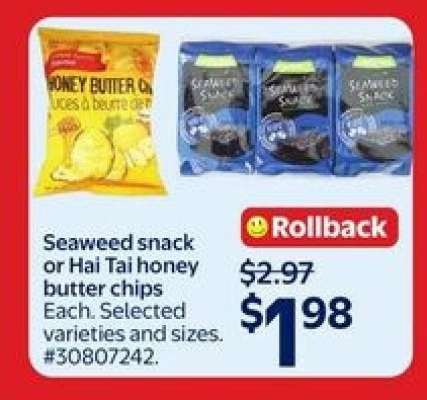 Seaweed snack or Hai Tai honey butter chips