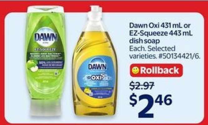 Dawn Oxi 431 mL or EZ-Squeeze 443 mL dish soap