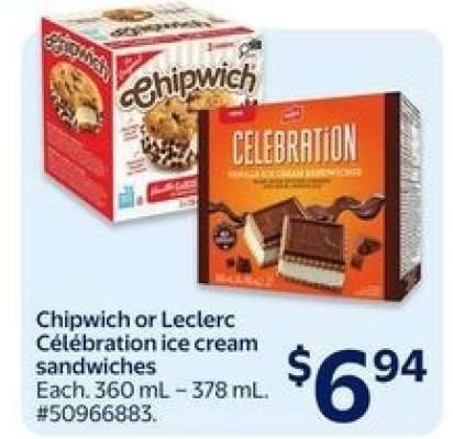Chipwich or Leclerc Célébration ice cream sandwiches