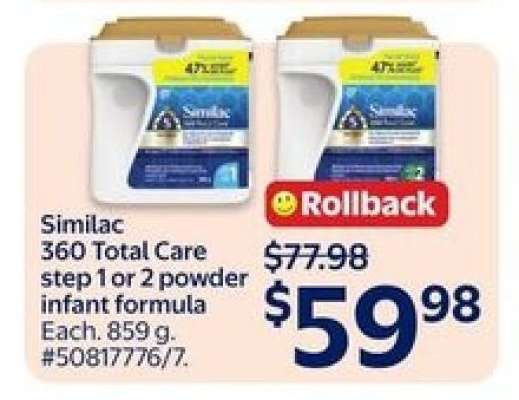 Similac 360 Total Care step 1 or 2 powder infant formula