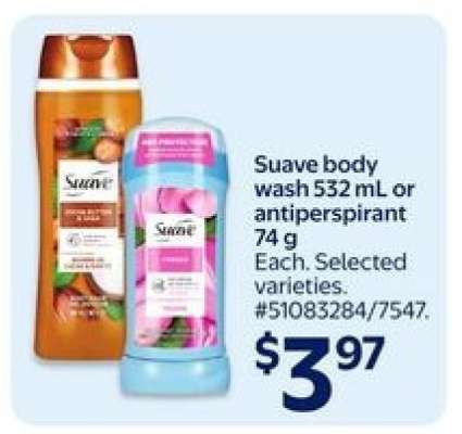 Suave body wash or antiperspirant