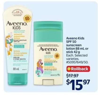 Aveeno Kids SPF 50 Sunscreen