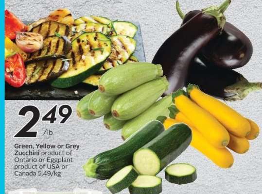 Green, Yellow or Grey Zucchini or Eggplant